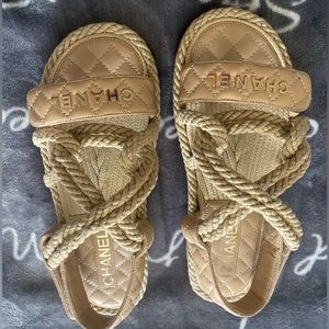 Chanel Rope Style Dad Sandal Size 38 Beige